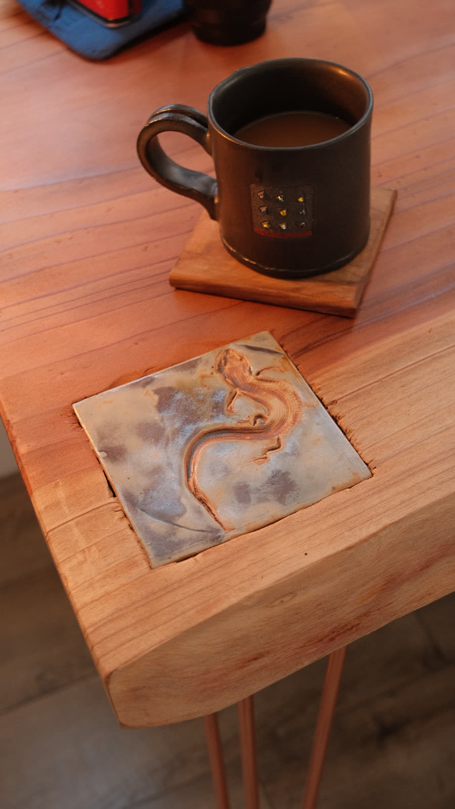 Redwood desk detail